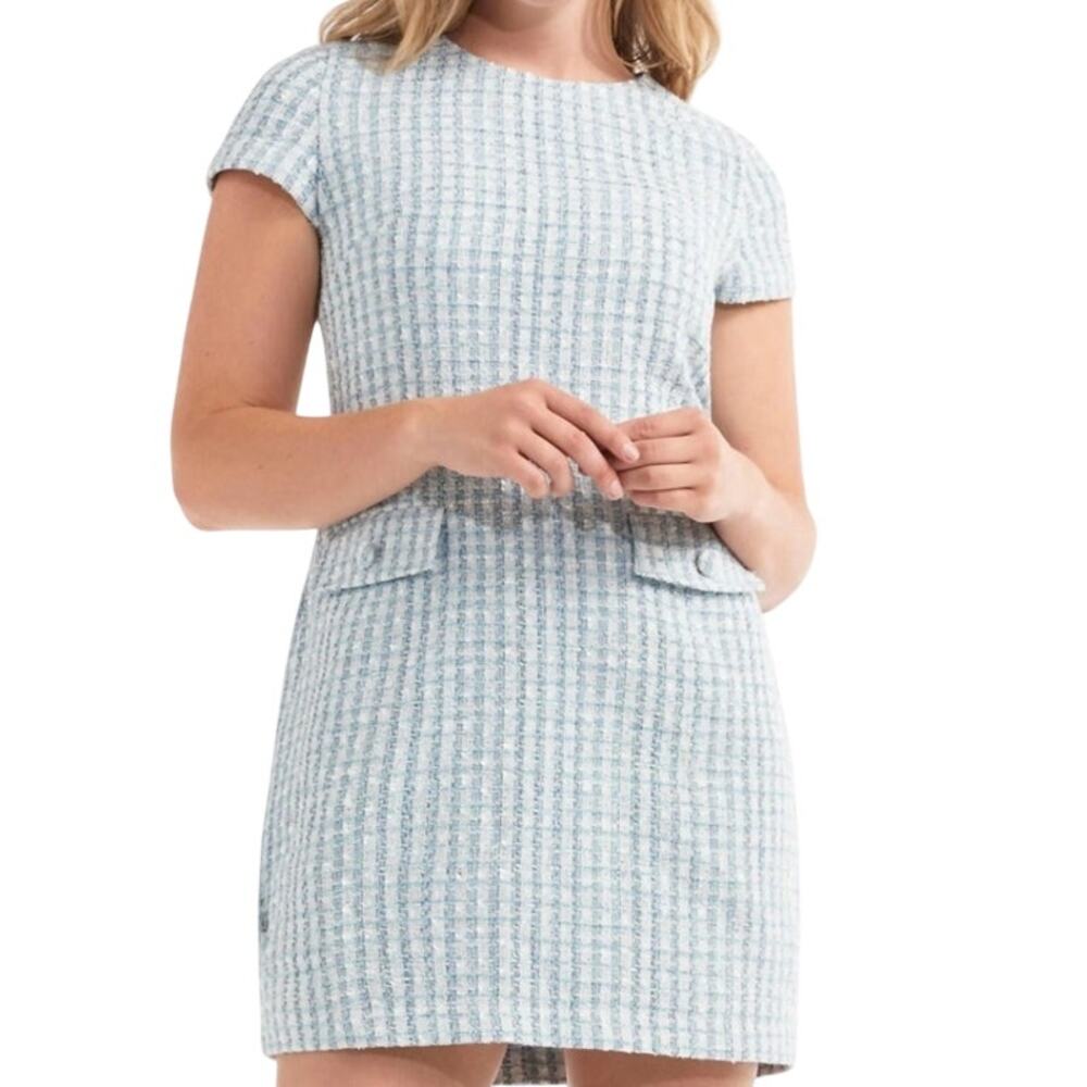 Hermoza Paola Shift Dress in Twill Blue Women's Size Large New With Tags